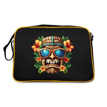 Tiki / Hawaï / Tropical / Île / Culture / Logo - Sac Retro - noir/or - Dos