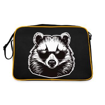 Blaireau / Rongeur / Animal / Rayure / Sauvage - Sac Retro - noir/or - Dos