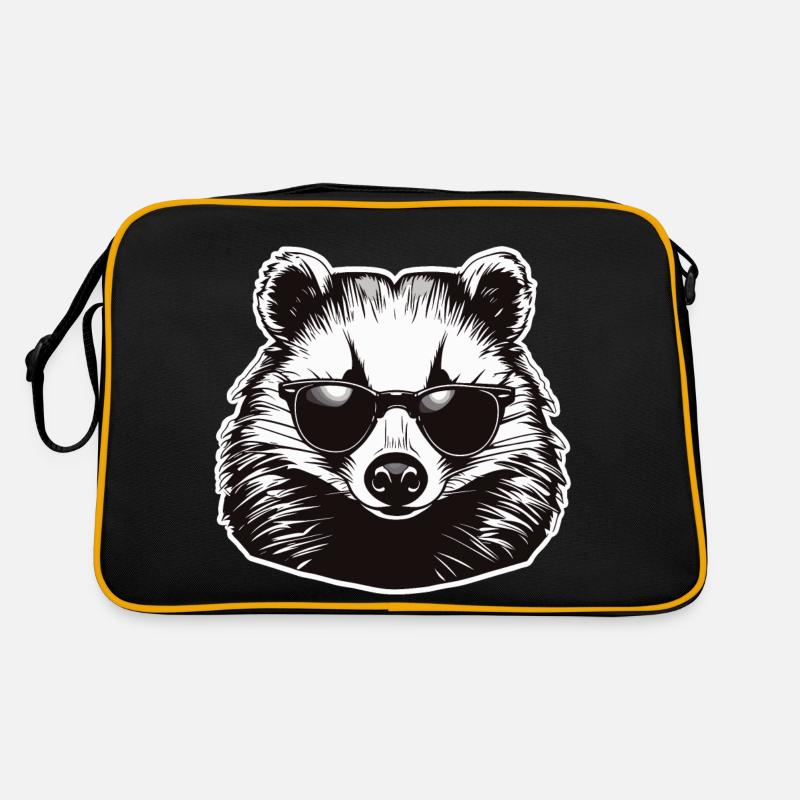 Dachs / Nagetier / Tier / Streifen / Wild - Retro Tasche - Schwarz/Gold