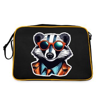 Blaireau / Rongeur / Animal / Rayure / Sauvage - Sac Retro - noir/or - Dos