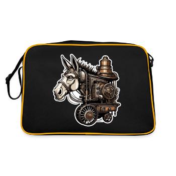 Esel / Tier /Grautier / Mähne / iah / Lasstier - Retro Tasche - Schwarz/Gold - Hinten