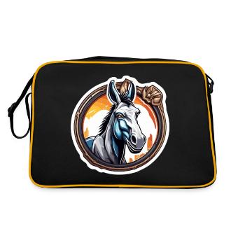 Esel / Tier /Grautier / Mähne / iah / Lasstier - Retro Tasche - Schwarz/Gold - Hinten