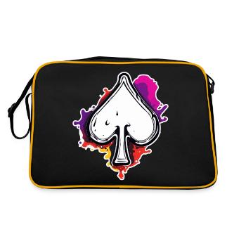 Pique / Carte à jouer / Poker / Symbole / Noir / Skat - Sac Retro - noir/or - Dos