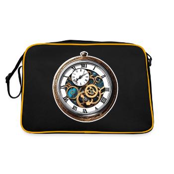 Horloge / Mouvement / Temps / Aiguilles / Temps / Antique - Sac Retro - noir/or - Dos