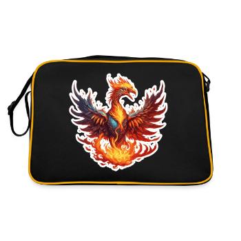 Phoenix / Vogel / Tier / Fabelwesen / Feuer - Retro Tasche - Schwarz/Gold - Hinten