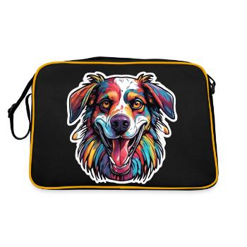 Chien / Animal / Animal de compagnie / Patte / Nez poilu / Wauwau - Sac Retro - noir/or - Dos