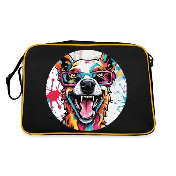 Chien / Animal / Animal de compagnie / Patte / Nez poilu / Wauwau - Sac Retro - noir/or - Dos