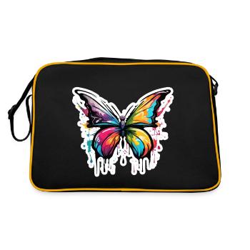 Butterfly / Animal / Insect / Flying / Summer - Retro Bag - black/gold - Back