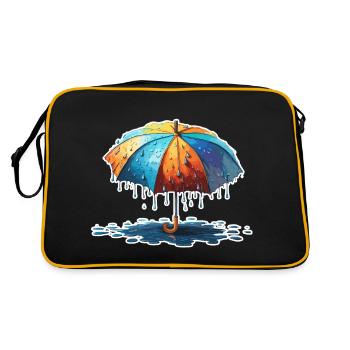 Umbrella / Weather / Precipitation / Raindrops - Retro Bag - black/gold - Back
