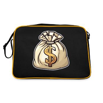 Geldsack / Scheine / Münzen / Zaster / Vermögen - Retro Tasche - Schwarz/Gold - Hinten