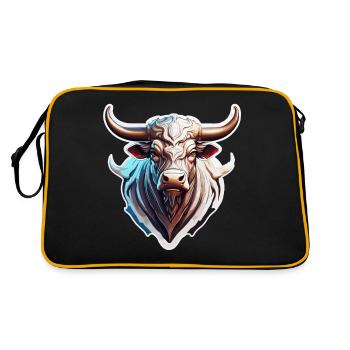 Stier / Bulle / Tier / Hörner / Stierkampf - Retro Tasche - Schwarz/Gold - Hinten