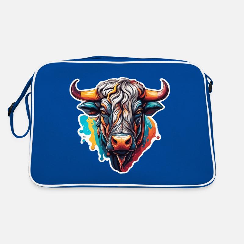 Stier / Bulle / Tier / Hörner / Stierkampf Retro Tasche