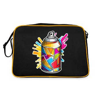 Spraydose / Kunst / sprühen / Street Art / Wand - Retro Tasche - Schwarz/Gold - Hinten