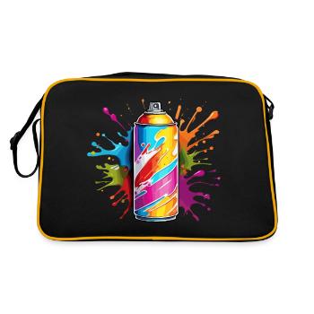 Spraydose / Kunst / sprühen / Street Art / Wand - Retro Tasche - Schwarz/Gold - Hinten