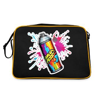 Spraydose / Kunst / sprühen / Street Art / Wand - Retro Tasche - Schwarz/Gold - Hinten