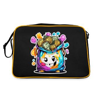 Geldsack / Scheine / Münzen / Zaster / Vermögen - Retro Tasche - Schwarz/Gold - Hinten