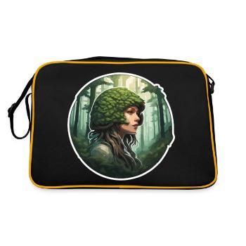 Femme de la forêt / Vert / Habitants de la forêt / Arbres / Herbe - Sac Retro - noir/or - Dos