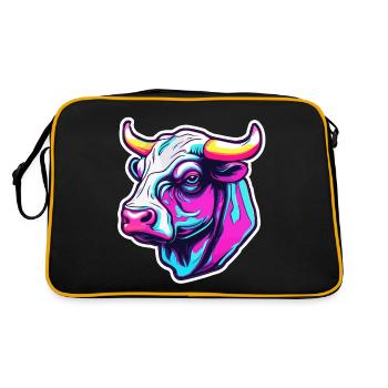 Stier / Bulle / Tier / Hörner / Stierkampf - Retro Tasche - Schwarz/Gold - Hinten
