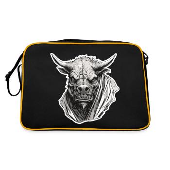 Stier / Bulle / Tier / Hörner / Stierkampf - Retro Tasche - Schwarz/Gold - Hinten
