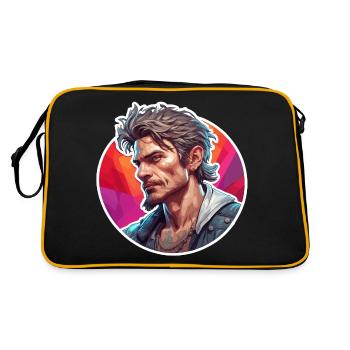 Type / Mec / Homme / Homme / Barbe / Portrait - Sac Retro - noir/or - Dos