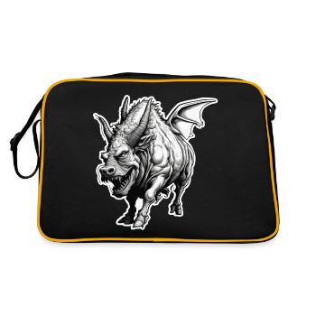 Stier / Bulle / Tier / Hörner / Stierkampf - Retro Tasche - Schwarz/Gold - Hinten