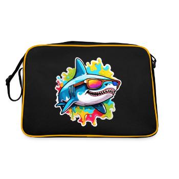 Requin / Faune / Sous-marin / Mer / Océan - Sac Retro - noir/or - Dos