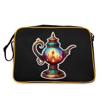 Wunderlampe / Wünsche /Orient / Wunder / Genie - Retro Tasche - Schwarz/Gold - Hinten