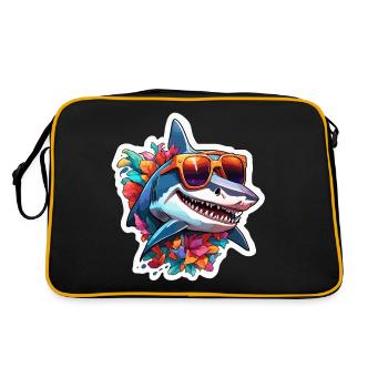 Requin / Faune / Sous-marin / Mer / Océan - Sac Retro - noir/or - Dos