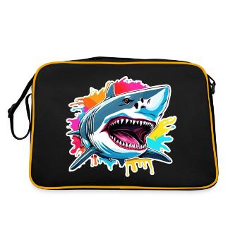 Requin / Faune / Sous-marin / Mer / Océan - Sac Retro - noir/or - Dos