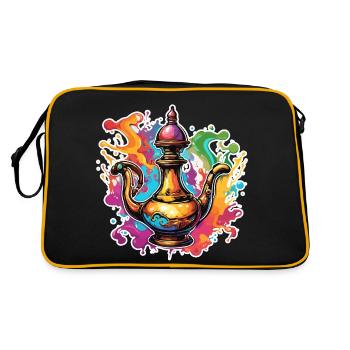 Wunderlampe / Wünsche /Orient / Wunder / Genie - Retro Tasche - Schwarz/Gold - Hinten