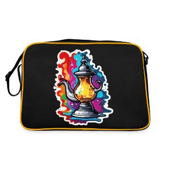 Wunderlampe / Wünsche /Orient / Wunder / Genie - Retro Tasche - Schwarz/Gold - Hinten