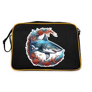Requin / Faune / Sous-marin / Mer / Océan - Sac Retro - noir/or - Dos