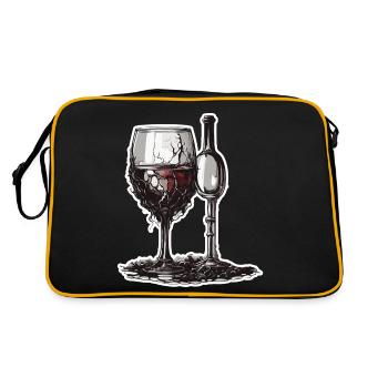 Wein / Trauben / Alkohol / trinken / Genießen - Retro Tasche - Schwarz/Gold - Hinten