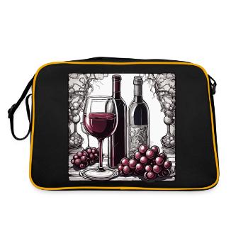 Wine / Grapes / Alcohol / Drink / Enjoy - Retro Bag - black/gold - Back