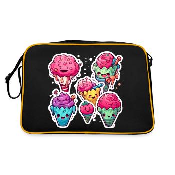 Lutscher / Lolli Pop / Süßigkeit / schlecken / süß - Retro Tasche - Schwarz/Gold - Hinten