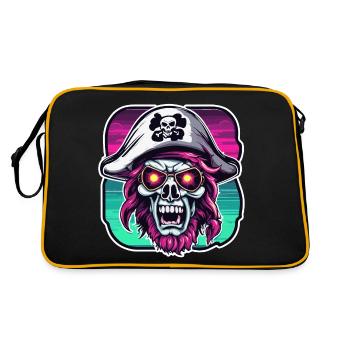 Pirat / Ahoi / Anker / Kapitän / Totenkopf / Rum - Retro Tasche - Schwarz/Gold - Hinten