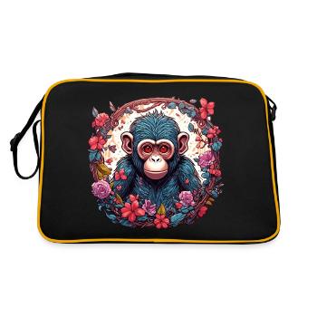 Singe / Animal / Zoo / Chimpanzé / Sauvage / Bande dessinée - Sac Retro - noir/or - Dos