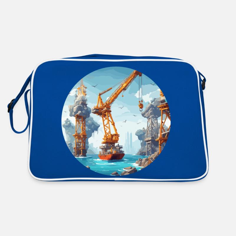 Kran / Baustelle / Seilwinde / Kransystem Retro Tasche