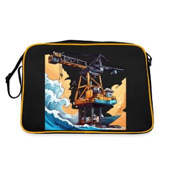 Crane / construction site / winch / crane system - Retro Bag - black/gold - Back