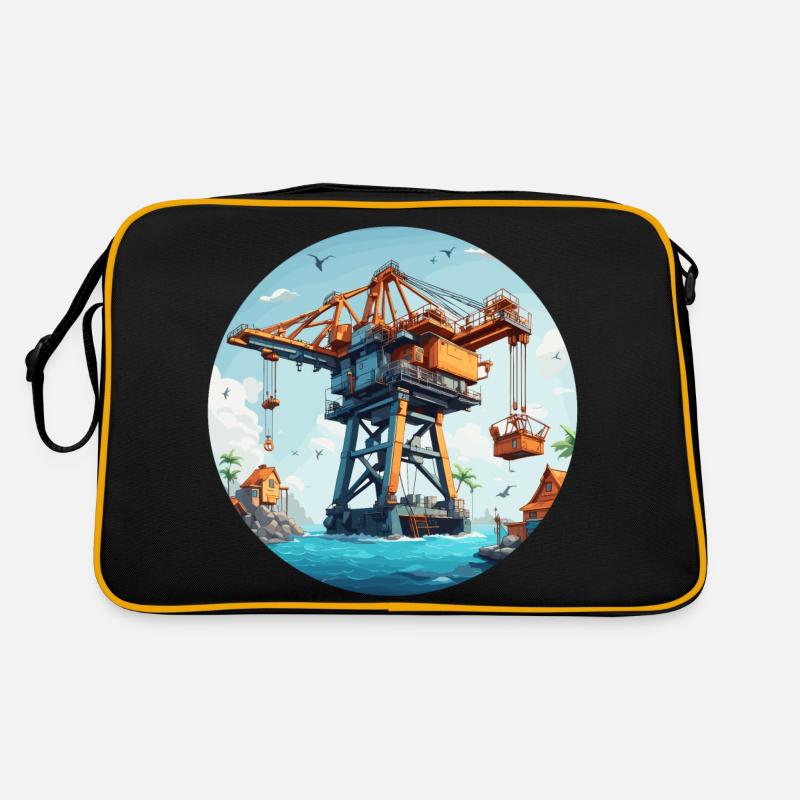 Kran / Baustelle / Seilwinde / Kransystem Retro Tasche
