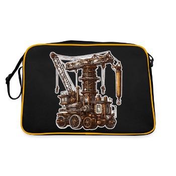 Kran / Baustelle / Seilwinde / Kransystem - Retro Tasche - Schwarz/Gold - Hinten