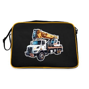 Kran / Baustelle / Seilwinde / Kransystem - Retro Tasche - Schwarz/Gold - Hinten