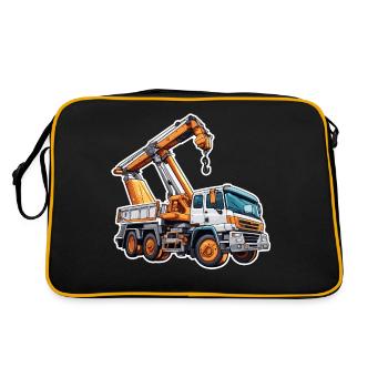 Kran / Baustelle / Seilwinde / Kransystem - Retro Tasche - Schwarz/Gold - Hinten