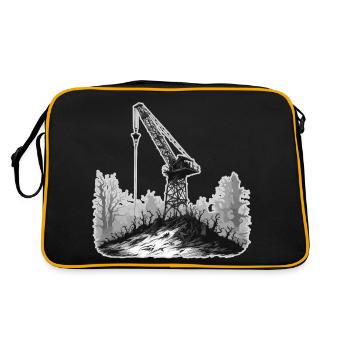 Kran / Baustelle / Seilwinde / Kransystem - Retro Tasche - Schwarz/Gold - Hinten