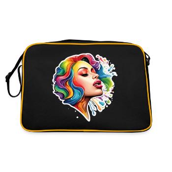 Frau / hübsch / Porträt / buntes Haar / Model - Retro Tasche - Schwarz/Gold - Hinten