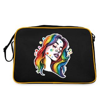 Frau / hübsch / Porträt / buntes Haar / Model - Retro Tasche - Schwarz/Gold - Hinten