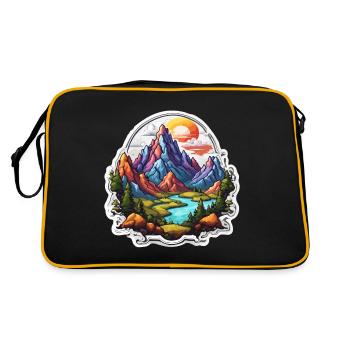 Mountain / Alps / Summit / Nature / Forest / Rock - Retro Bag - black/gold - Back