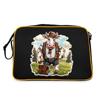 Lederhosen / Animal / Traditional costume / Tradition / Cow - Retro Bag - black/gold - Back
