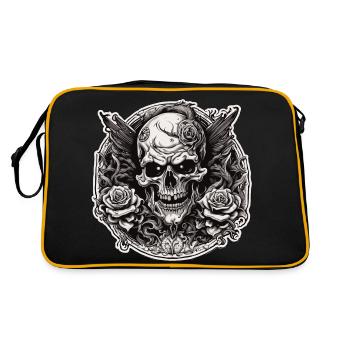 Skull / skull / skeleton / gothic / tattoo - Retro Bag - black/gold - Back