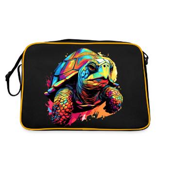 Colorful Turtle Splashes of Paint Splashes - Retro Bag - black/gold - Back